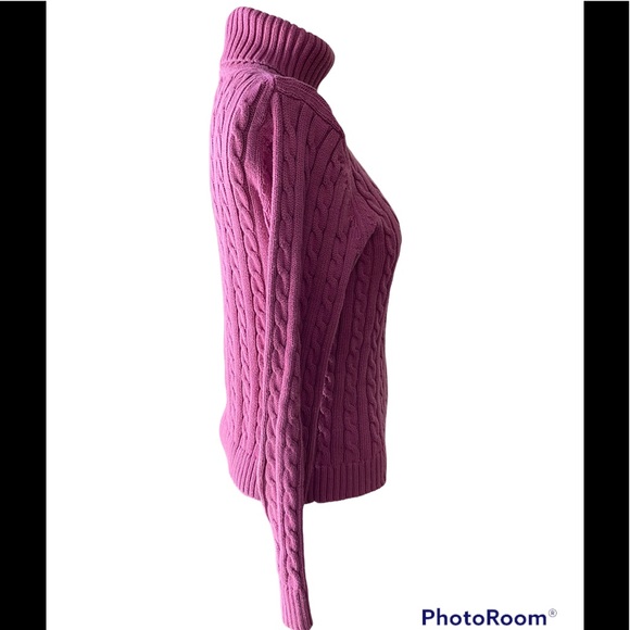 - L.L. Bean Rose Cable Knit Turtleneck Sweater M - Picture 5 of 5